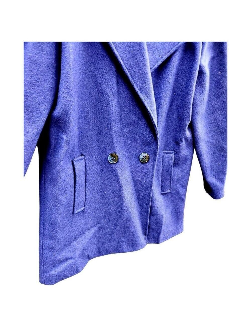 Vintage Royal Blue Union Made Wool Coat Size 9 Double-Breasted USA Made - Picture 6 of 13